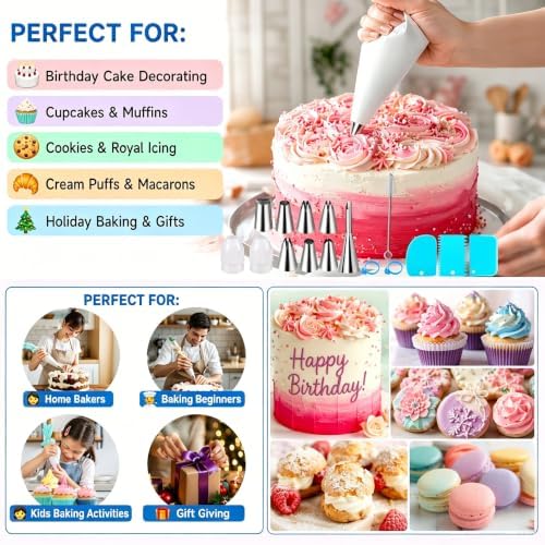 22pc Reusable Piping Bags and Tips Set -Cotton Pastry Bags, piping kit