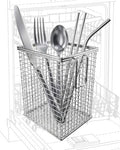 Dishwasher Chopstick Basket with Hook, 304 Stainless Steel