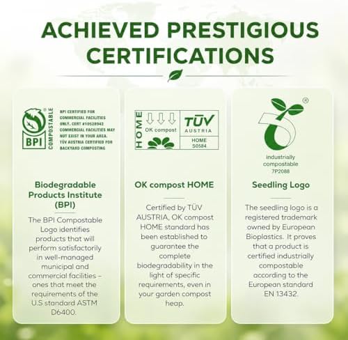 ANECO Compostable Food Waste Bags, 13 Gallon, 50 Count