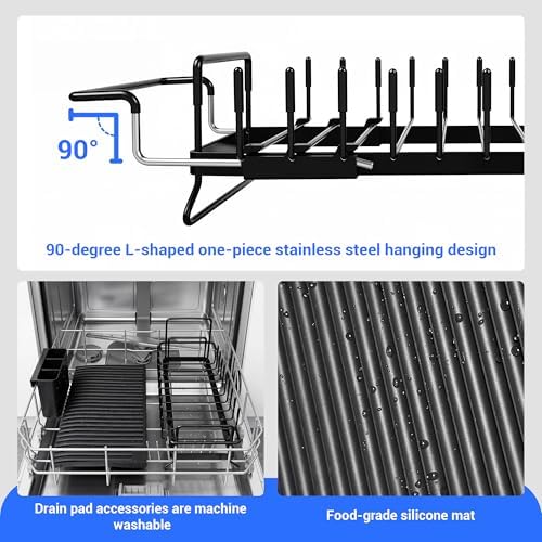 Expandable Over Sink Dish Drying Rack, 20-33 in, Black
