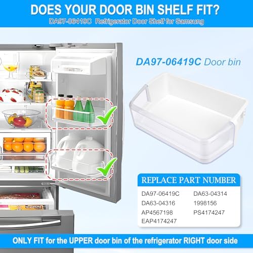 DA97-06419C Refrigerator Door Shelf Basket Bin Right Compatible with