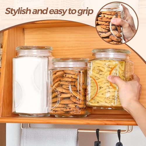 ComSaf Half Gallon Square Glass Pantry Jars with Lids 2 Pack Wide