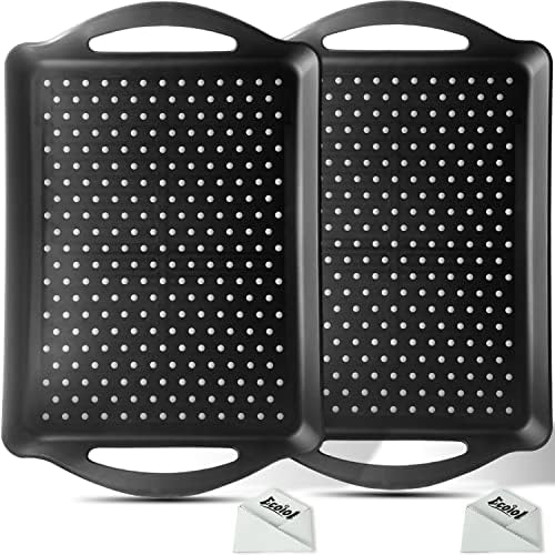 ECOIOU Non Slip Food Serving Tray with Handles, 2-Pack Rectangle