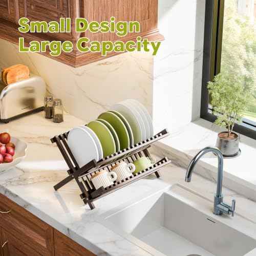 Simple Trending Bamboo 2-Tier Dish Rack