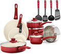 GreenLife 16 Piece Nonstick Cookware Set, Soft Grip Non-Toxic PFAS-Free Ceramic by GreenLife