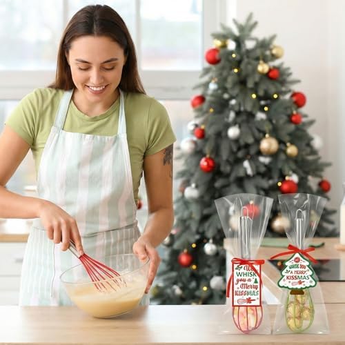 8 Sets 10 Inch Christmas Whisks Gifts with Ribbons Greeting Cards