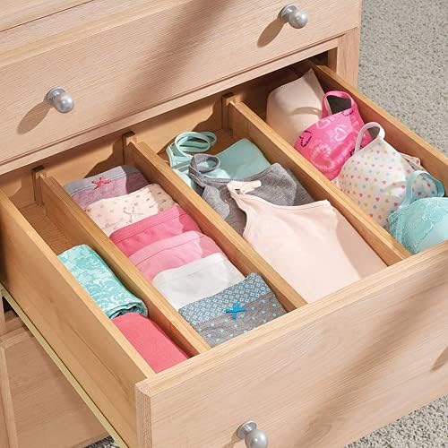 Bamboo Drawer Dividers Set of 4, Adjustable Drawer Organizers for