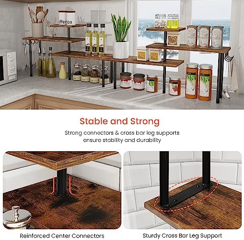 Homode 3-Tier Corner Countertop Organizer, Rustic Brown