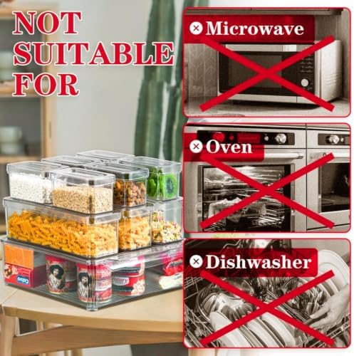 POMEAT 10 Pack Fridge Organizer, Stackable Refrigerator Organizer Bins with Lids, Produce Fruit Storage Containers for Storage Clear for Food, Drinks, Vegetable Storage