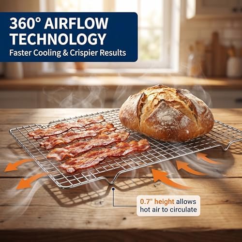 Cooling Rack Set of 2, 10" x 16" No Warp Heavy Duty Stainless Steel