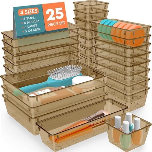 SpaceHacks 25 PCS Plastic Drawer Organizer, 4-Size