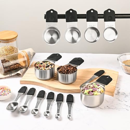 Magnetic Measuring Cups and Spoons Set 14, Stainless Steel Measuring