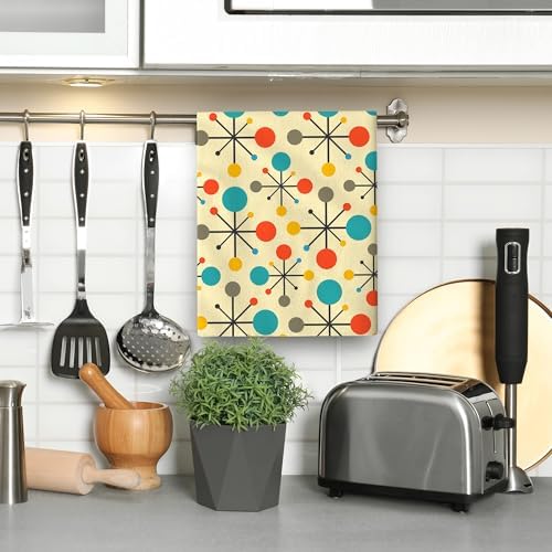 Mid Century Fifties Modern Atomic Retro Kitchen Dish Towels Set of 2