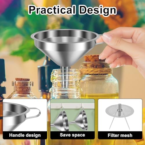 2027 Stainless Steel Filter Funnel,7 Pack Funnel Set