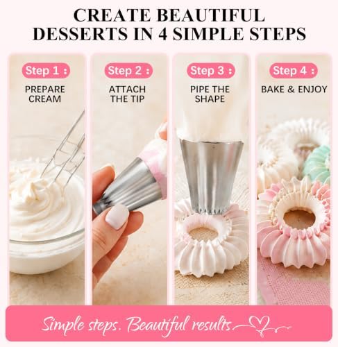 RoseFlower 4 PCS Large Piping Tips Set - Grade Stainless Steel Big
