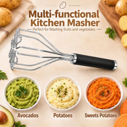 Stainless Steel Potato Masher Kitchen Tools for Potatoes, Veggies