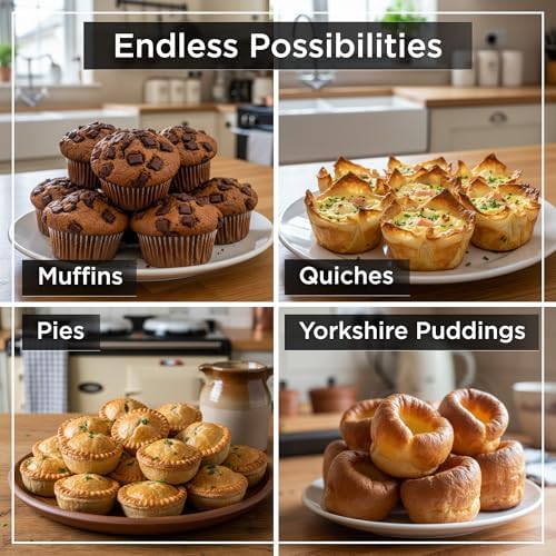 Wrenbury Deep Muffin Pan 12 Cup - Nonstick Cupcake Tin, 1.4in Wells
