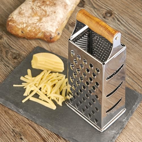 Twine Acacia Wood Handled Cheese Grater, Stainless Steel Grater