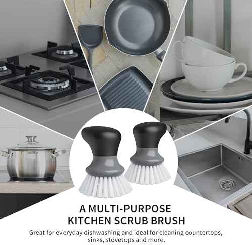 MR.SIGA Dish Scrub Brush, Gray, Pack of 2