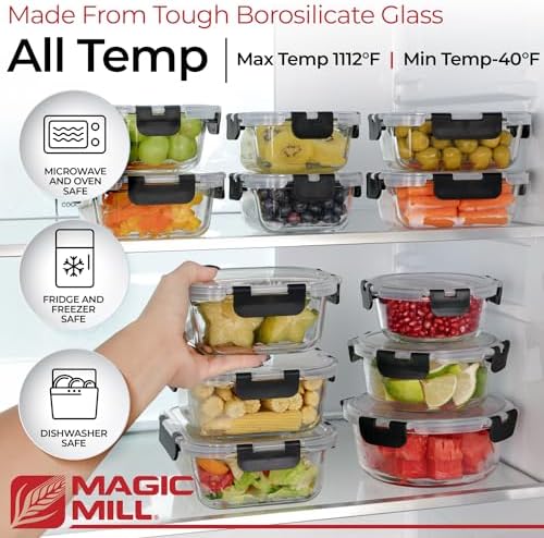 Magic Mill 24-Piece Borosilicate Glass Food Storage Set