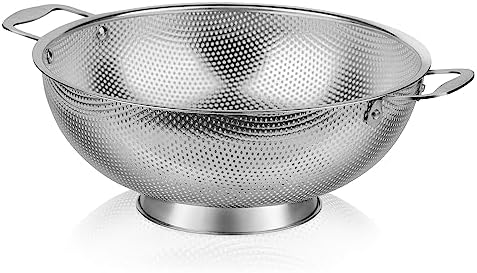 Tiawudi Large 6-Qt Colander, 18/8 Stainless Steel Mesh Strainer for