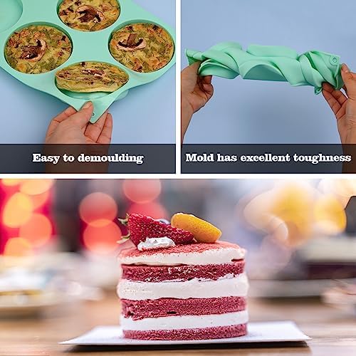HUAKENER 2 Pcs Silicone Muffin Top Pan for Baking, 4 Inch Round Baking