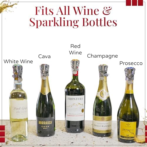 Wine Stopper & Champagne Stopper All In One - Patented Seal, Preserves
