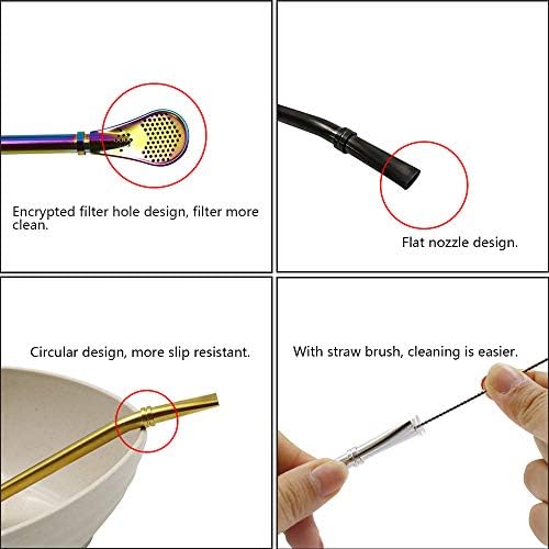 Stainless Steel Straw Filter Spoon, Yerba Mate Bombilla, Loose Leaf
