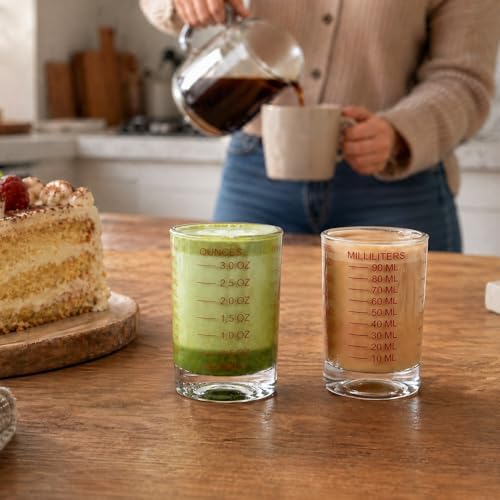 GLASKEY 2 Pack Shot Glass Measuring Cup Set,3 oz/90ml Liquid Heavy