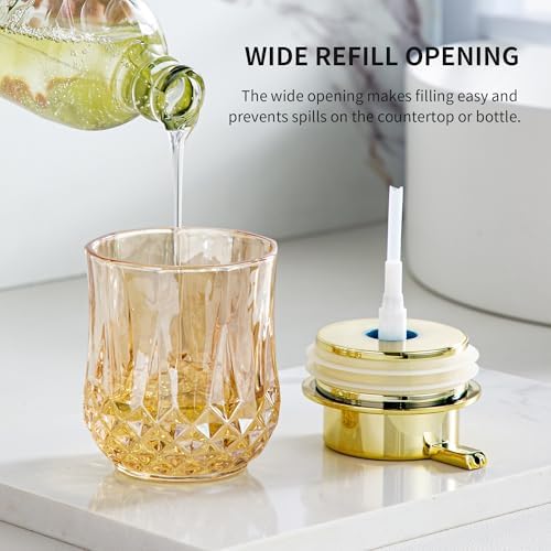 Enra Glass Soap Dispenser, Gold Hand Soap Dispenser Crystal Small