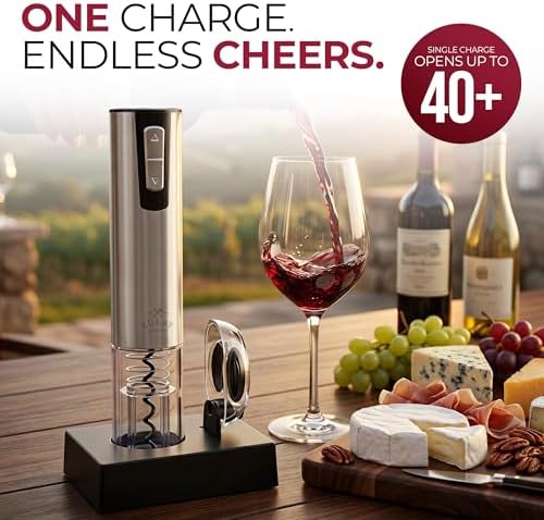 Zulay Kitchen Electric Wine Opener with Charging Base & Foil Cutter