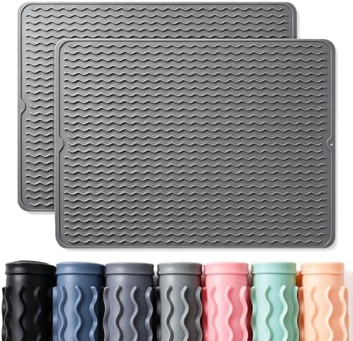 2 Pack Silicone Dish Drying Mat, 24"x18"