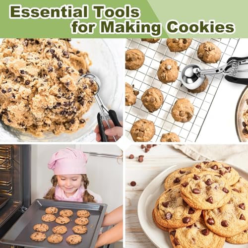 3 Pack Cookie Scoop, Stainless Steel Cookie Scoops for Baking