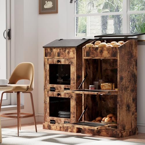 ONG Storage Bin Wood, Wooden Bread Storage Bins, Decorative Potato and