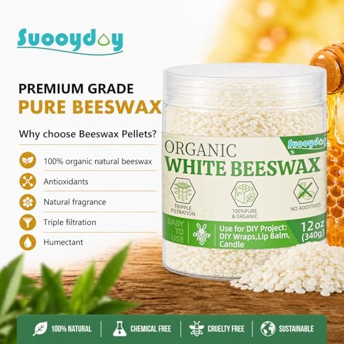 Beeswax Pellets, 12oz, Triple Filtered White Beeswax