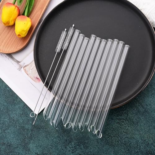 12 mm x 8 inch Reusable Glass Straws, Extra Wide Clear Smoothie Straws