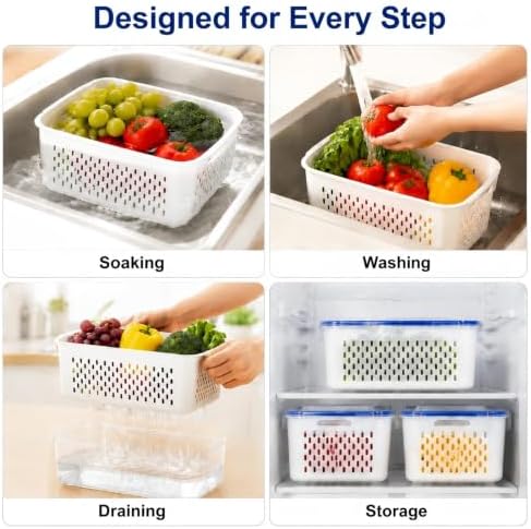 3 Pcs Fruit Storage Containers for Fridge