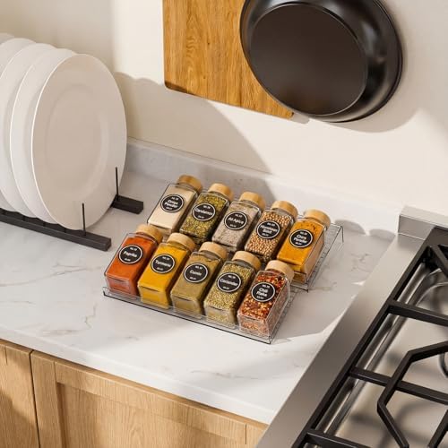 LETGO 8 Pack Adjustable Spice Rack for Drawer - 9" to 17.7" Expandable