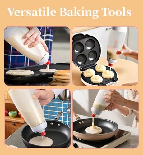 Pancake Batter Dispenser with Whisk Ball and Stand Base