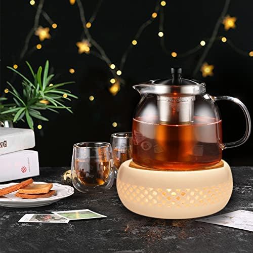KEISSCO Teapot Warmer, Ceramic Teapot Heater with Cork Cushion Coffee