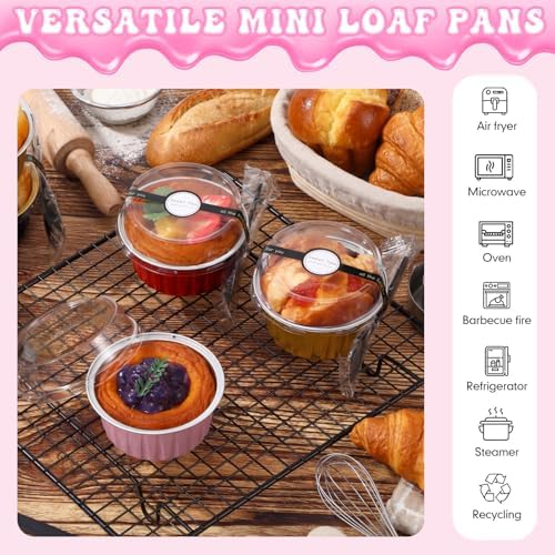 Vesici 100 Set 4.2 oz Mini Cake Pans with Lids & Spoons