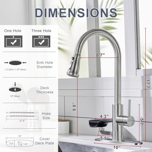 Pull-Down Kitchen Faucet with Glass Rinser, Brushed Nickel