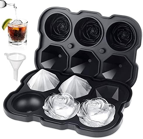 Silicone Ice Cube Tray with Lids, 2" Large Rose Ice Ball