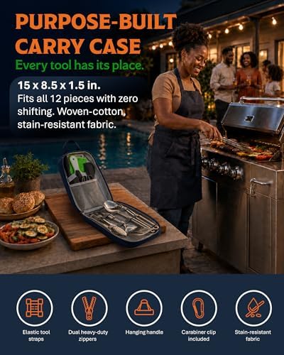 Life 2 Go 12-Piece Camp Cooking Utensil Set, Navy