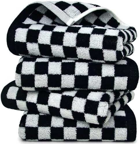 Jacquotha Black and White Hand Towels 4 Pack