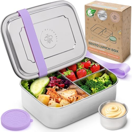 Stainless Steel Bento Box + Condiment Container - Lavender, 37oz / 1.1