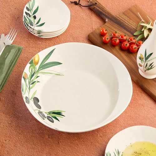Olivia 128-Ounce Stoneware Large Serving Bowl - 13-Inch Mediterranean