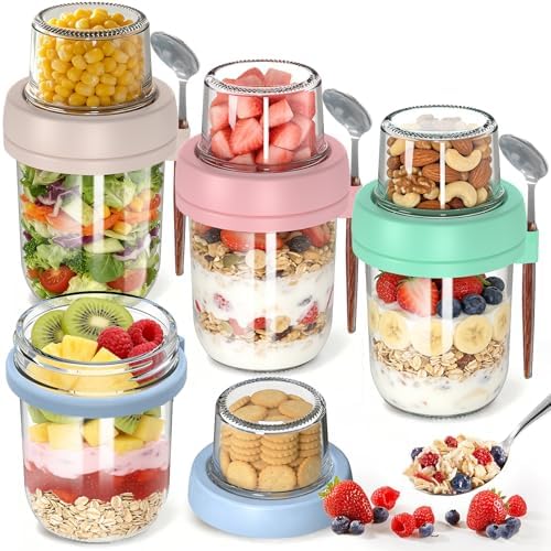 4 Pack 20 oz Glass Overnight Oats Containers with Lids