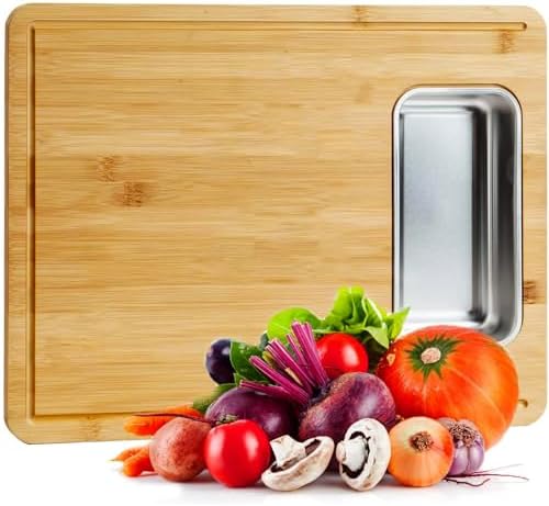 Bamboo Cutting Board for Kitchen Meal Prep & Serving - Wood Chopping