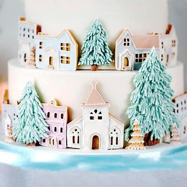 3D Xmas Christmas Tree House Silicone Mold For Fondant Cake Decor